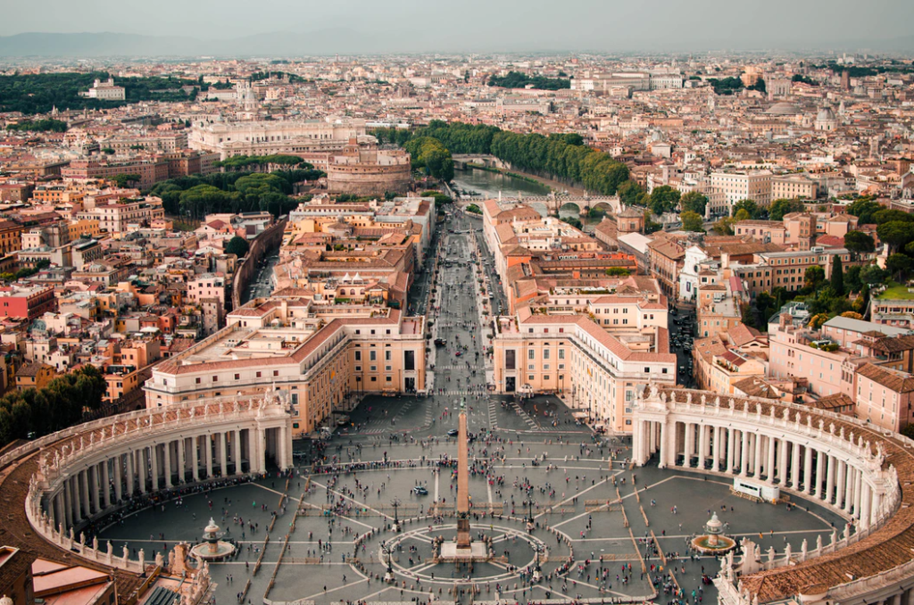 Aerial view of Rome from Saint Peter's cathedral