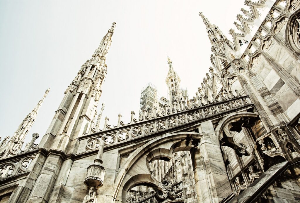 Detail of Milan cathedral - Duomo di Milano, Italy. Architectural theme