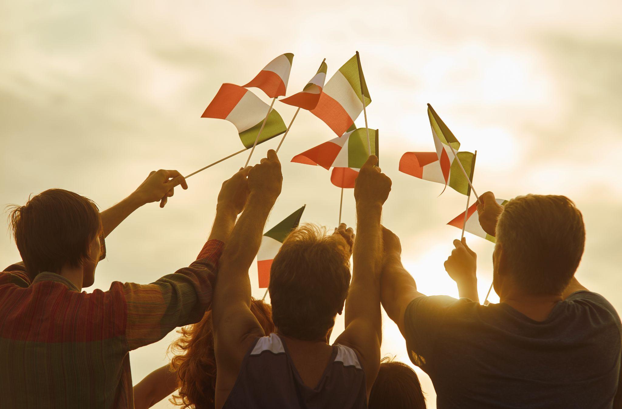 Waving italian flags