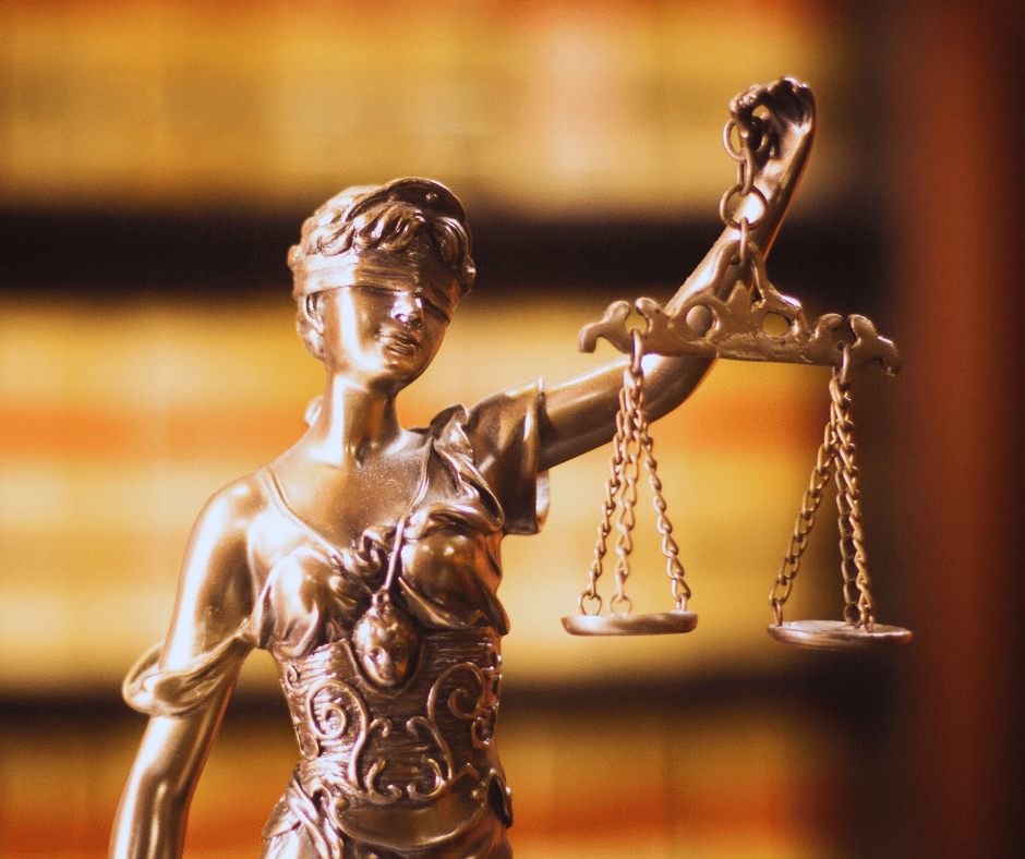 Bronze justice lady with scales