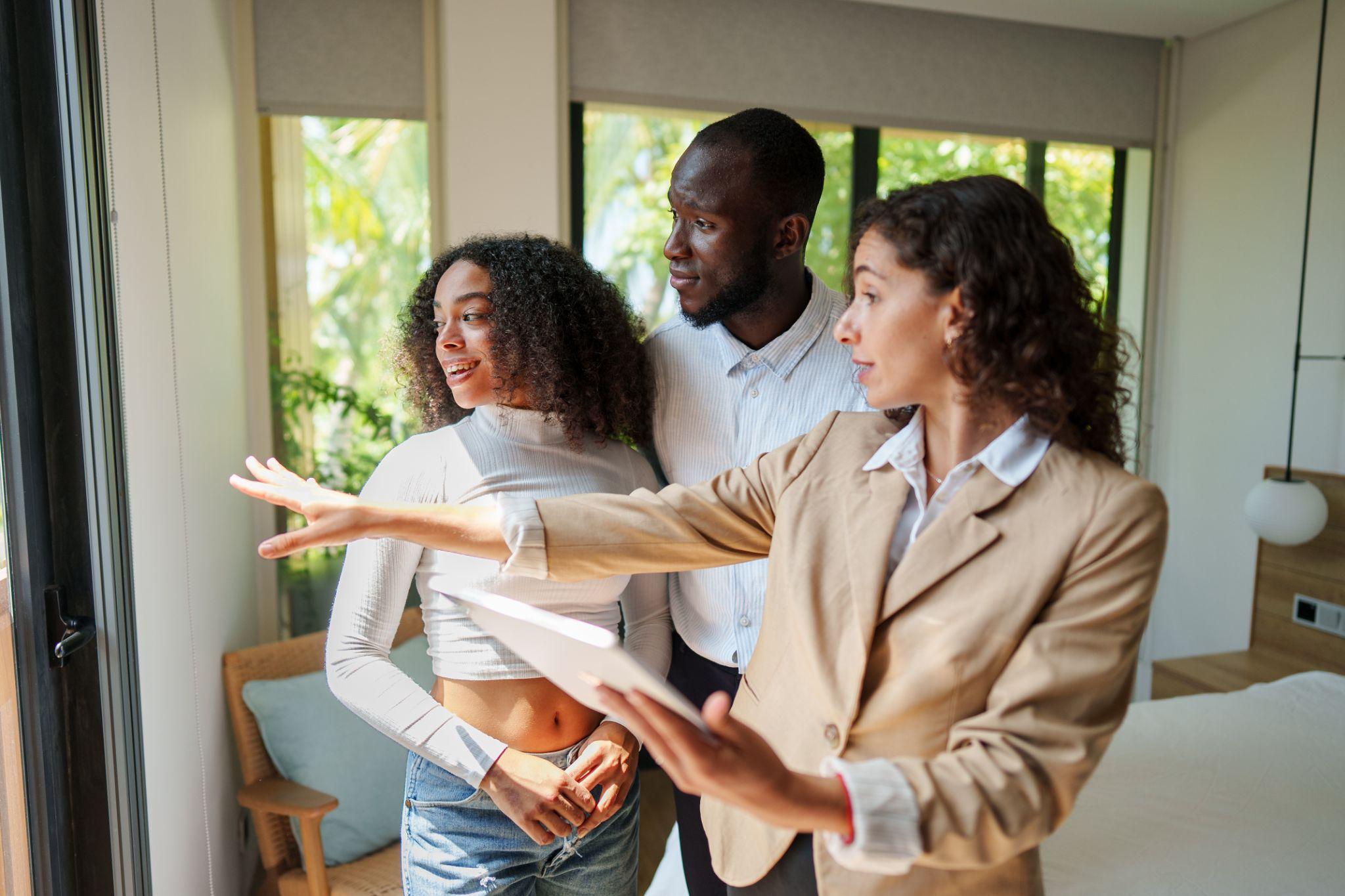 A couple touring a house in Italy