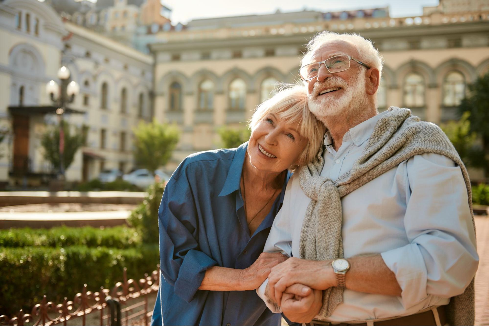 An older couple touring Italy