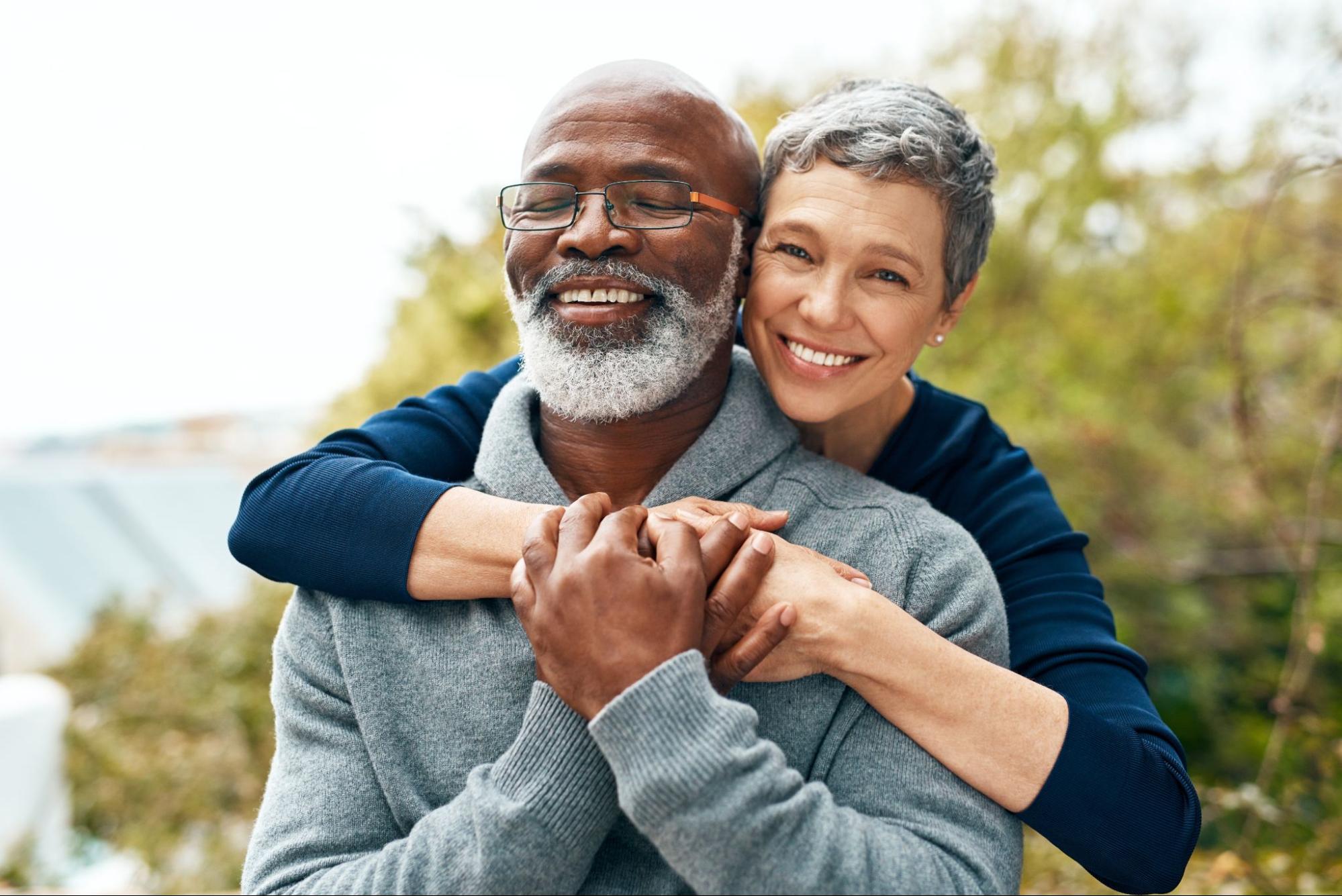 An older couple smiling